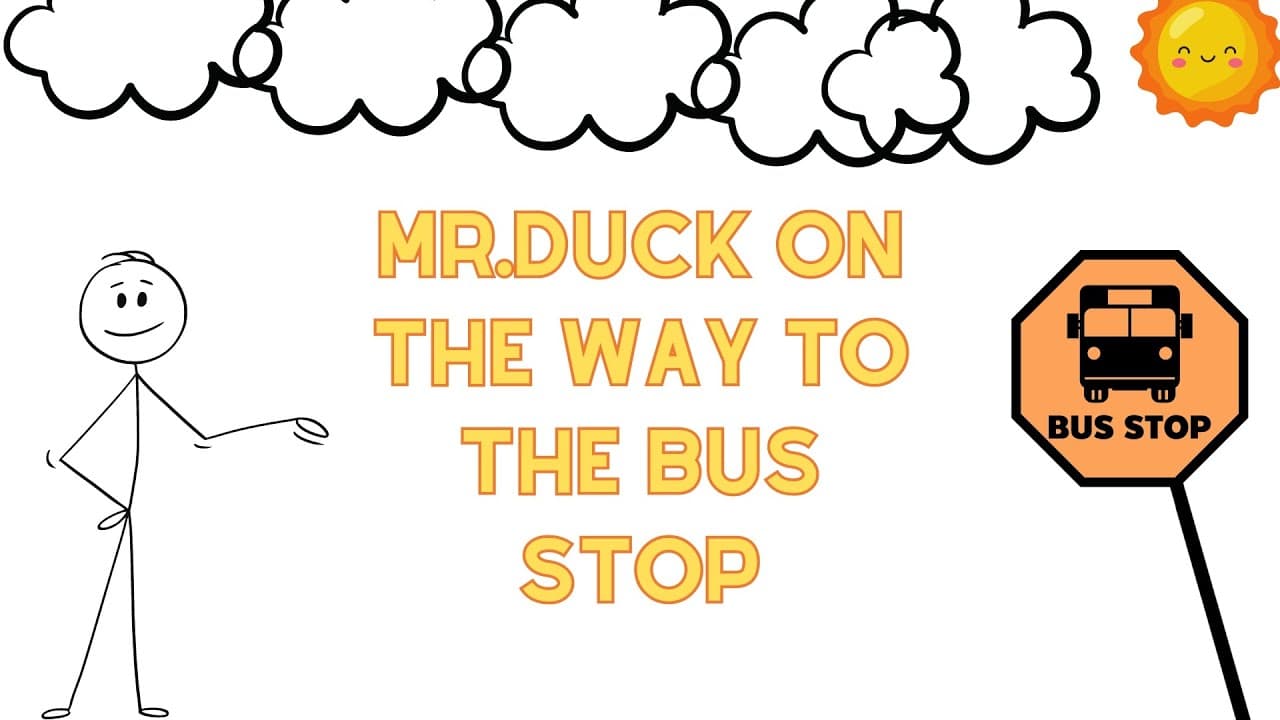Mr. Duck walks to the bus stop 🦆