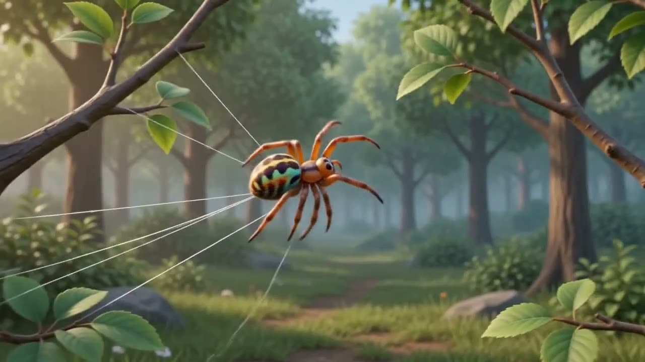 Spider builds web with Mia